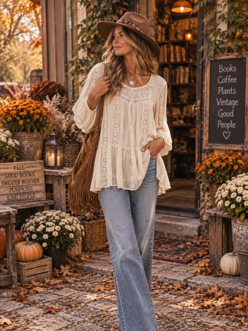 Altar’d State Ivory Eyelet Lace Boho Tunic Top
